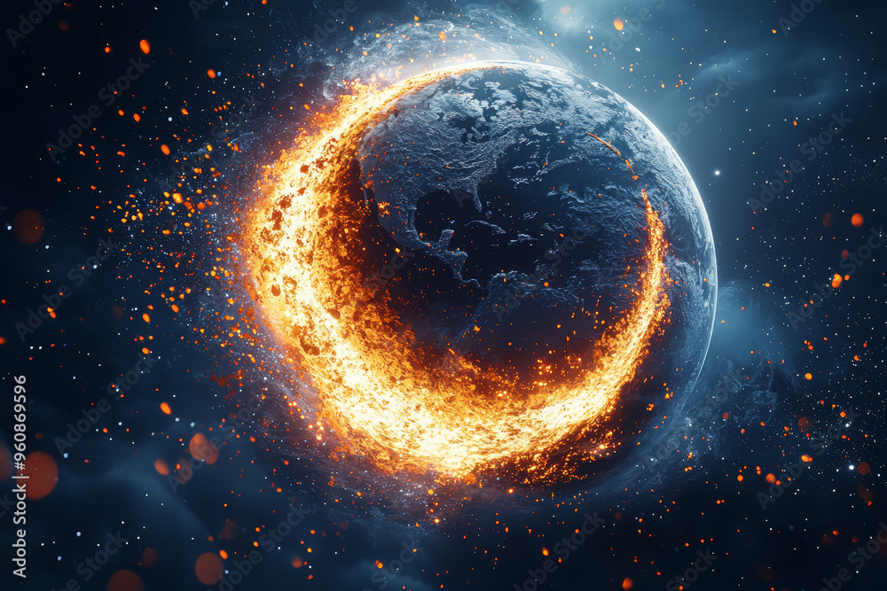 Wall mural an astronaut floating in space with the earth visible in the background, depicting the vastness and 
