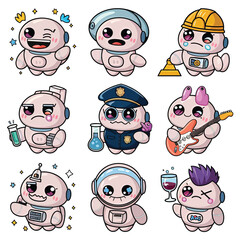 2d vector illustration emoji emote for social media icon for fruits and animals cute character  