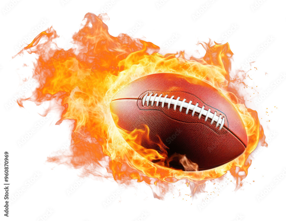 Wall mural PNG American football ball sports flame fire.