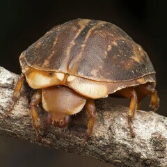 Obraz premium Close-up view of a unique beetle perched on a twig in the forest