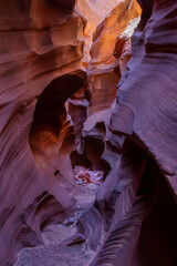A narrow jagged side canyon in Mountain Sheep Canyon near Page, Arizona.