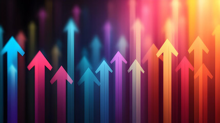 Colorful Upward Arrows on Abstract Background