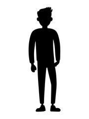 silhouette of young man on white background