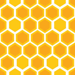 A bright honeycomb pattern featuring hexagonal shapes in various shades of yellow set against a stark white background ideal for decorative use