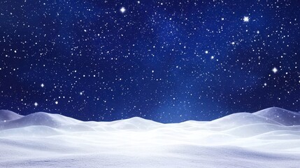 Fototapeta premium Snow Covered Landscape with a Starry Night Sky