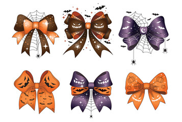 Halloween Bow, vector Clipart, Digital Halloween Bundle,  Pumpkin ribbon