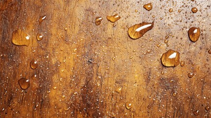 Water Drops on Wooden Surface   Texture Background