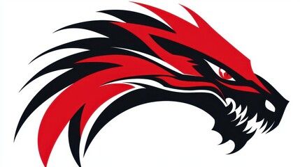 Fototapeta premium Red and Black Dragon Head Illustration