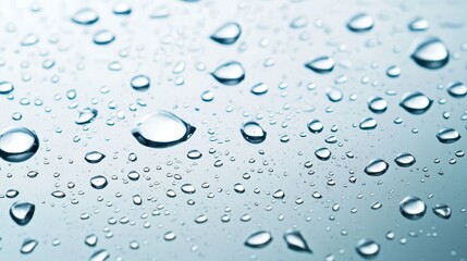 Water Drops on Blue Surface   Macro Photography