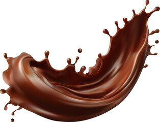 Chocolate splash with clipping path, 3D vector Illustration, Dark Chocolate splash or Syrup Flowing,