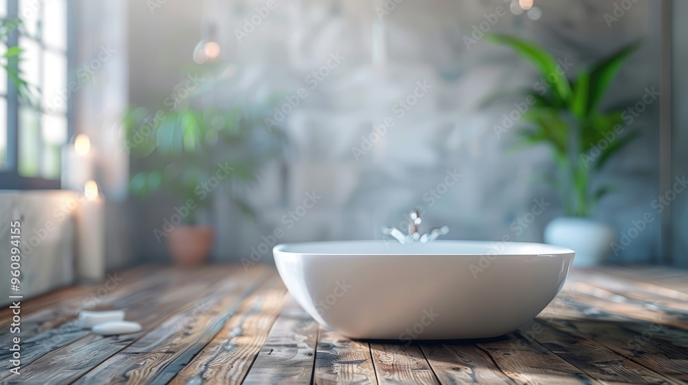 Canvas Prints Blurred Bathroom as Tabletop Background