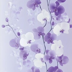 Delicate Orchid Flower Wallpaper Pattern in Soothing Lavender White and Purple Shades for a Peaceful Feminine and Sophisticated Aesthetic