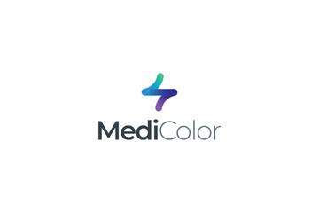 Medical cross modern line art colorful logo