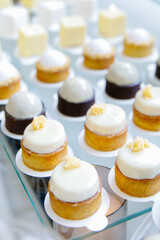 Delicious desserts, Sweet cakes, delicious eclairs, Table candies, mini cakes, Delicious wedding, holiday. Birthday, banquet table,