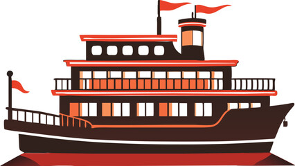 riverboat silhouette vector illustration 