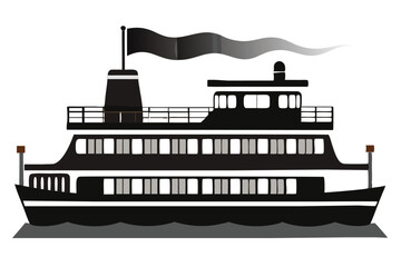 Obraz premium riverboat silhouette vector illustration 