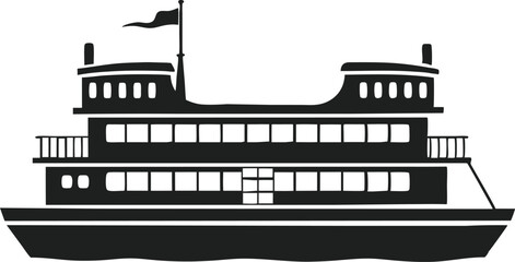 riverboat silhouette vector illustration 