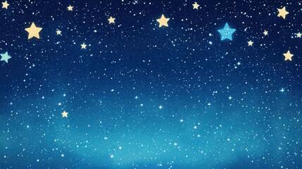 Blue Night Sky with Stars and Glitter