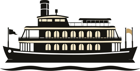 riverboat silhouette vector illustration 