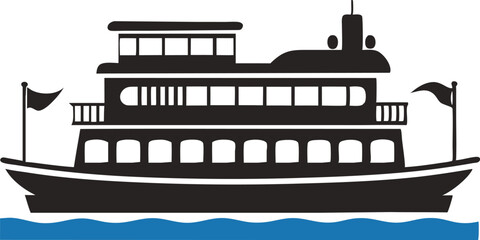 riverboat silhouette vector illustration 