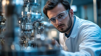 male engineer working on a complex technical project in an industrial setting, showcasing expertise in a STEM career