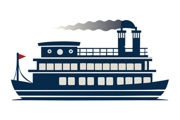 riverboat silhouette vector illustration 