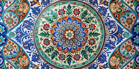 Seamless fusion of traditional Arabic calligraphy and Turkish ceramics, resulting in intricate patterns that radiate Middle Eastern elegance and refinement.