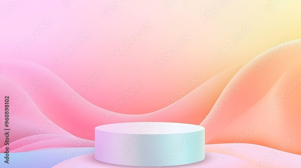 Sticker abstract pastel background with cylinder display platform