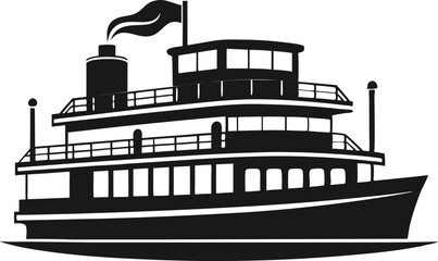 riverboat silhouette vector illustration 