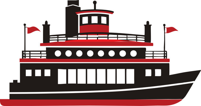 red and black ferry boat clip art preview