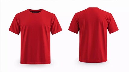 
Blank red t shirt front and back mockup, plain cotton tshirt mock up design template. T shirt design template, nice tee shirt isolated on white background
