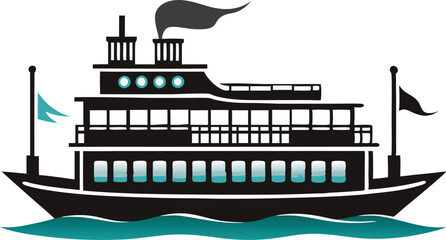 riverboat silhouette vector illustration 