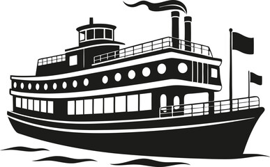 riverboat silhouette vector illustration 