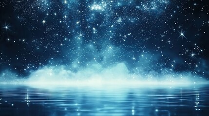 Abstract Night Sky with Stars Reflected in Water