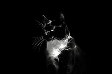 Obraz premium black and white cat