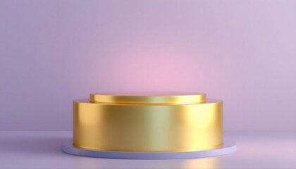 Gold metal podium pedestal with matte color background. Style-112