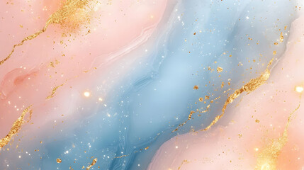 Fototapeta premium Abstract Blue Pink Gold Glitter Marble Texture Background