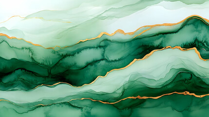 Abstract Green and Gold Watercolor Background