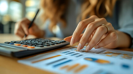 Fototapeta premium Women Using Calculators for Financial Figures Calculation
