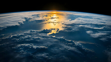 Earth From Space Sunrise Over Clouds and Ocean