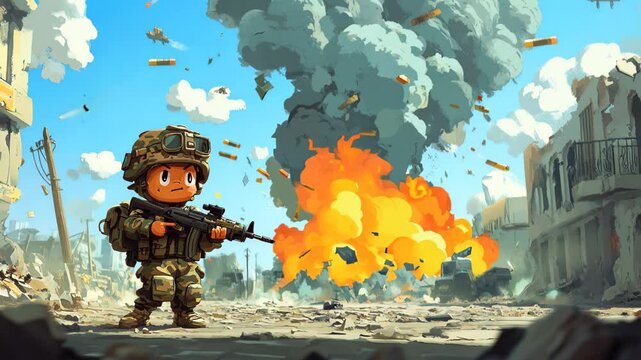 war military cartoon characters Video 4K