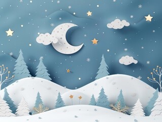 Fototapeta premium christmas night landscape