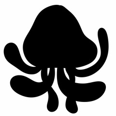 black and white silhouette of a octopus