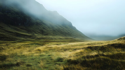 Misty Mountain Meadow Landscape