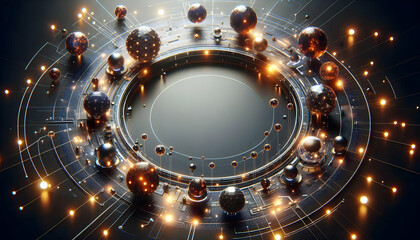High-Tech Sphere Border with Glowing Nodes and Copy Space - Data Transmission and Connectivity Concept for Technology Backgrounds and Designs