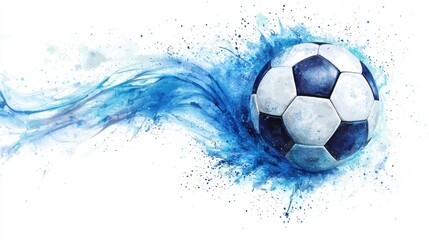 A dynamic and colorful splash representation of a soccer ball in motion, perfect for sports and athletic themes.