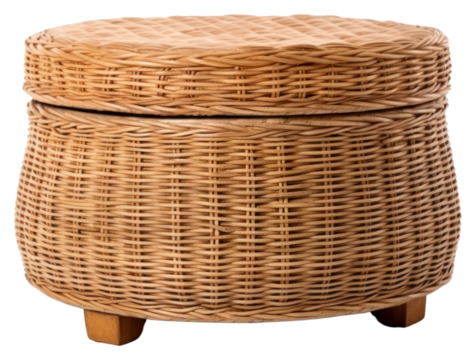 PNG Rattan storage ottoman furniture white background container.