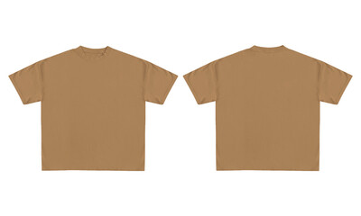 Two tan t shirts, one on front and one on back, for mockup and design ideas
