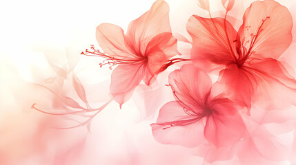 Delicate Red Flowers on White Background