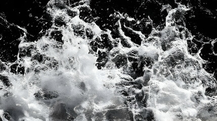 White Water Splash Isolated on Black Background